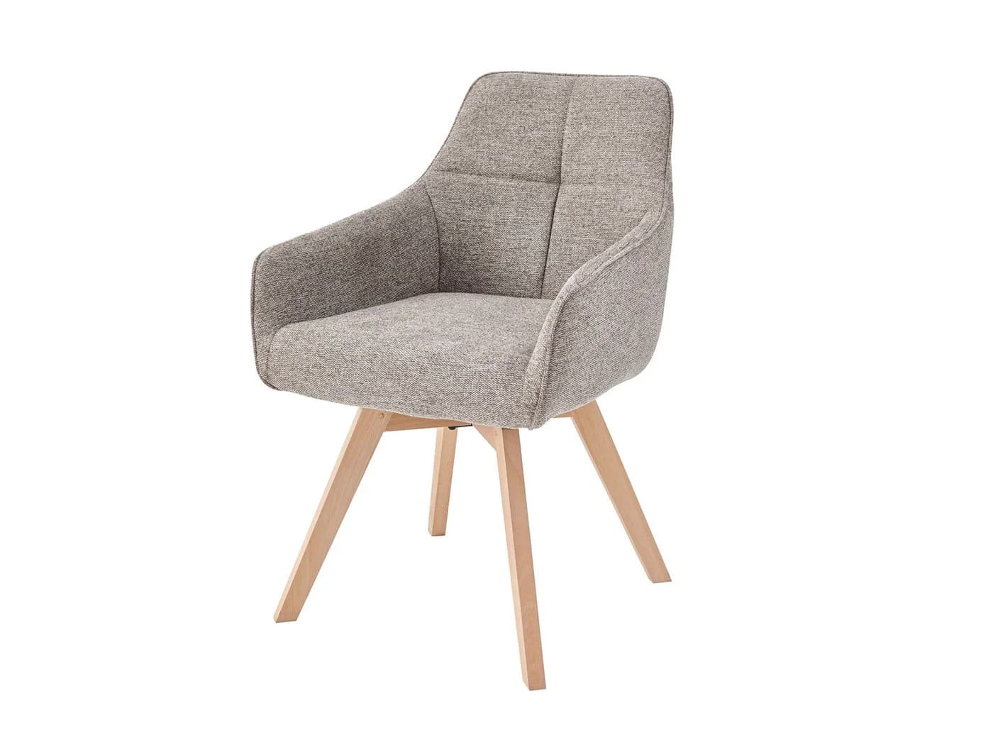 Massivart® Polsterstuhl LIPARI 360° drehbar mit Armlehnen Webstoff Beige