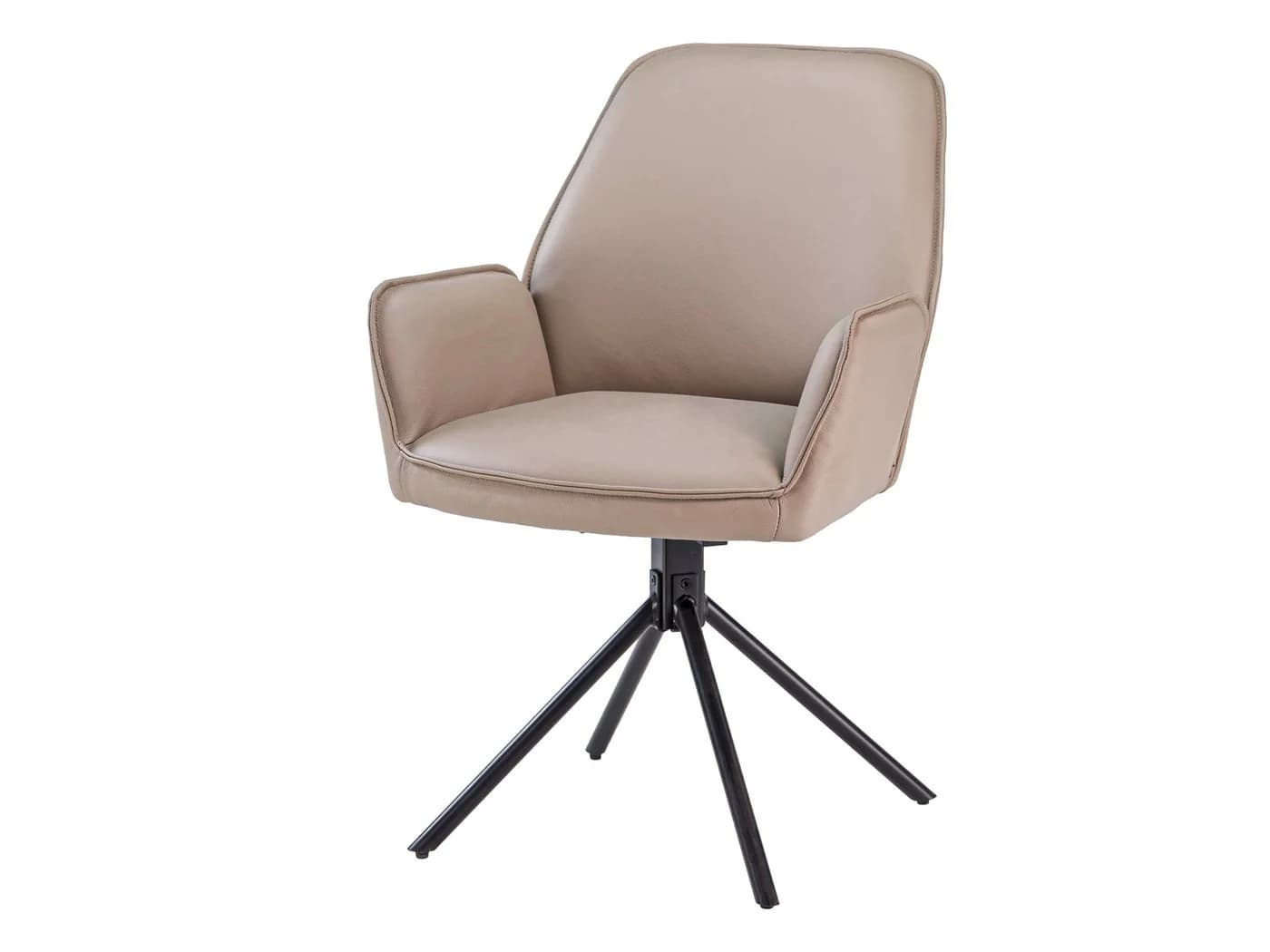 Massivart® Polsterstuhl COVELO Echtleder drehbar beige Metallgestell