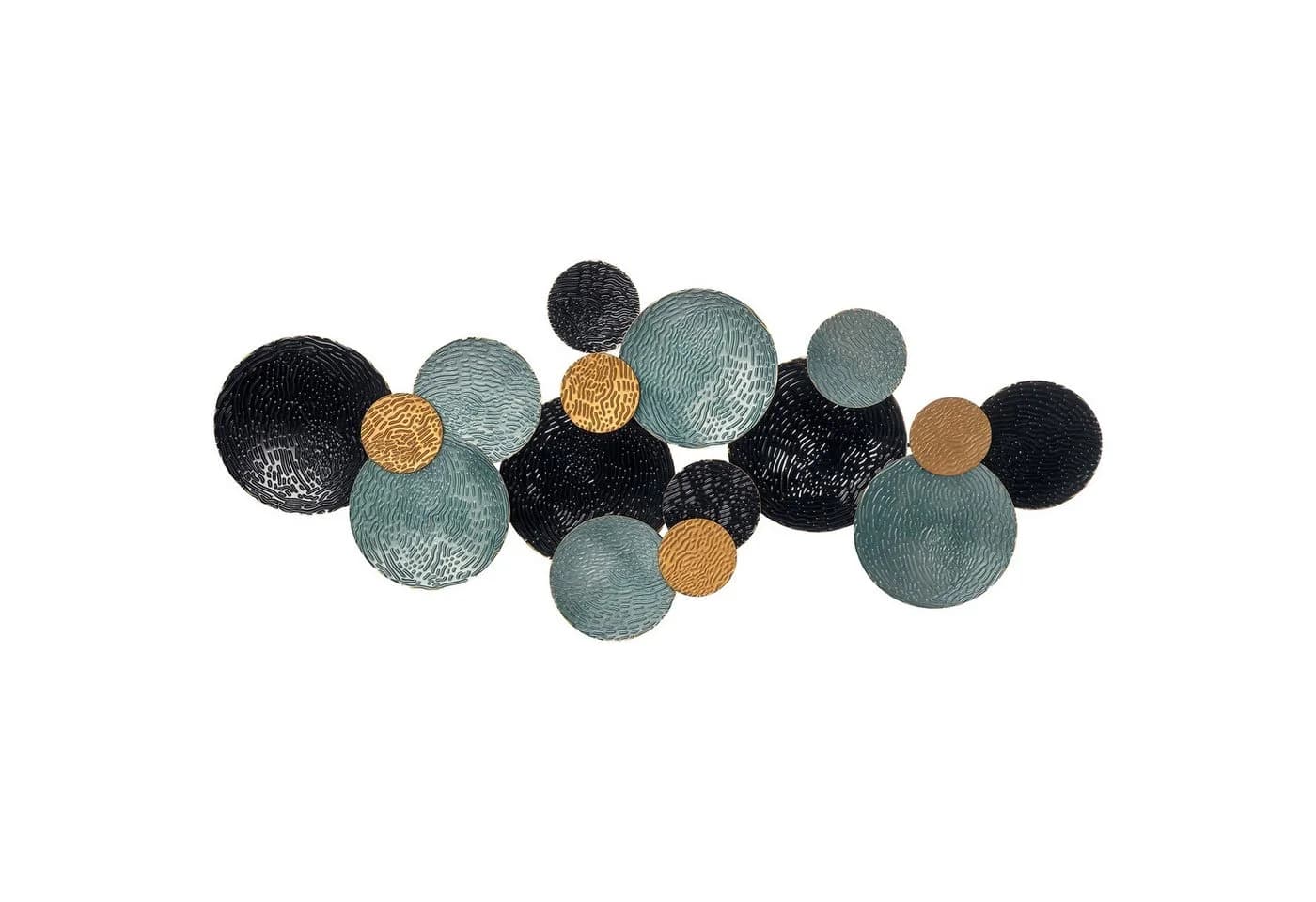 HOMCOM Wandbild 3D Metall Wandskulptur Modern Blau Gold Schwarz