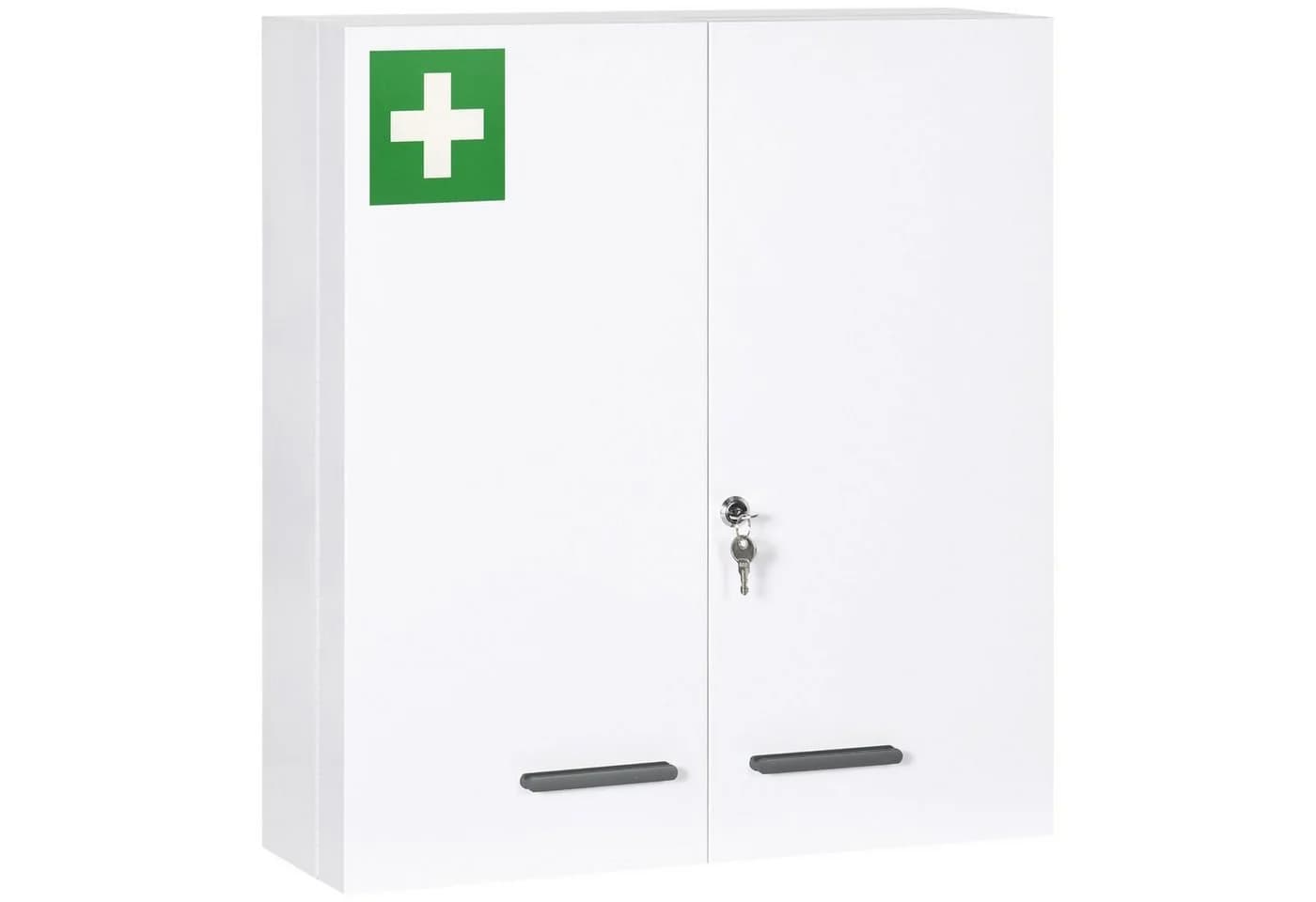 Kleankin Medizinschrank 2-türig Stahl Weiß