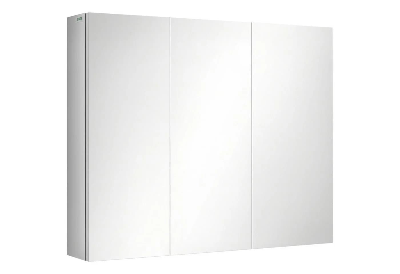 Kleankin Spiegelschrank Silber Edelstahl 3 Glastüren 5 Ablagen
