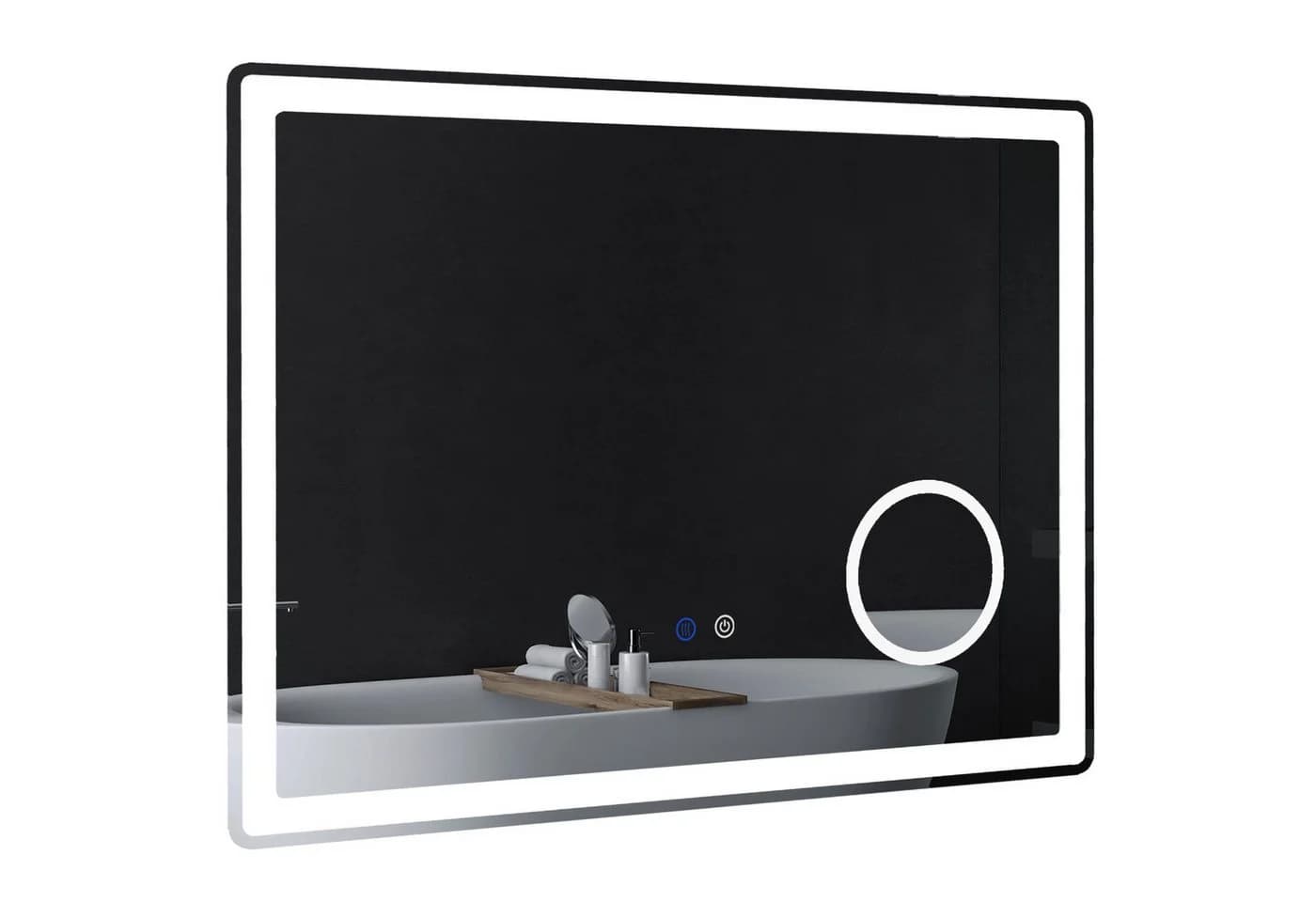 Kleankin LED Badezimmerspiegel mit Touch-Funktion und 3x Vergrößerung