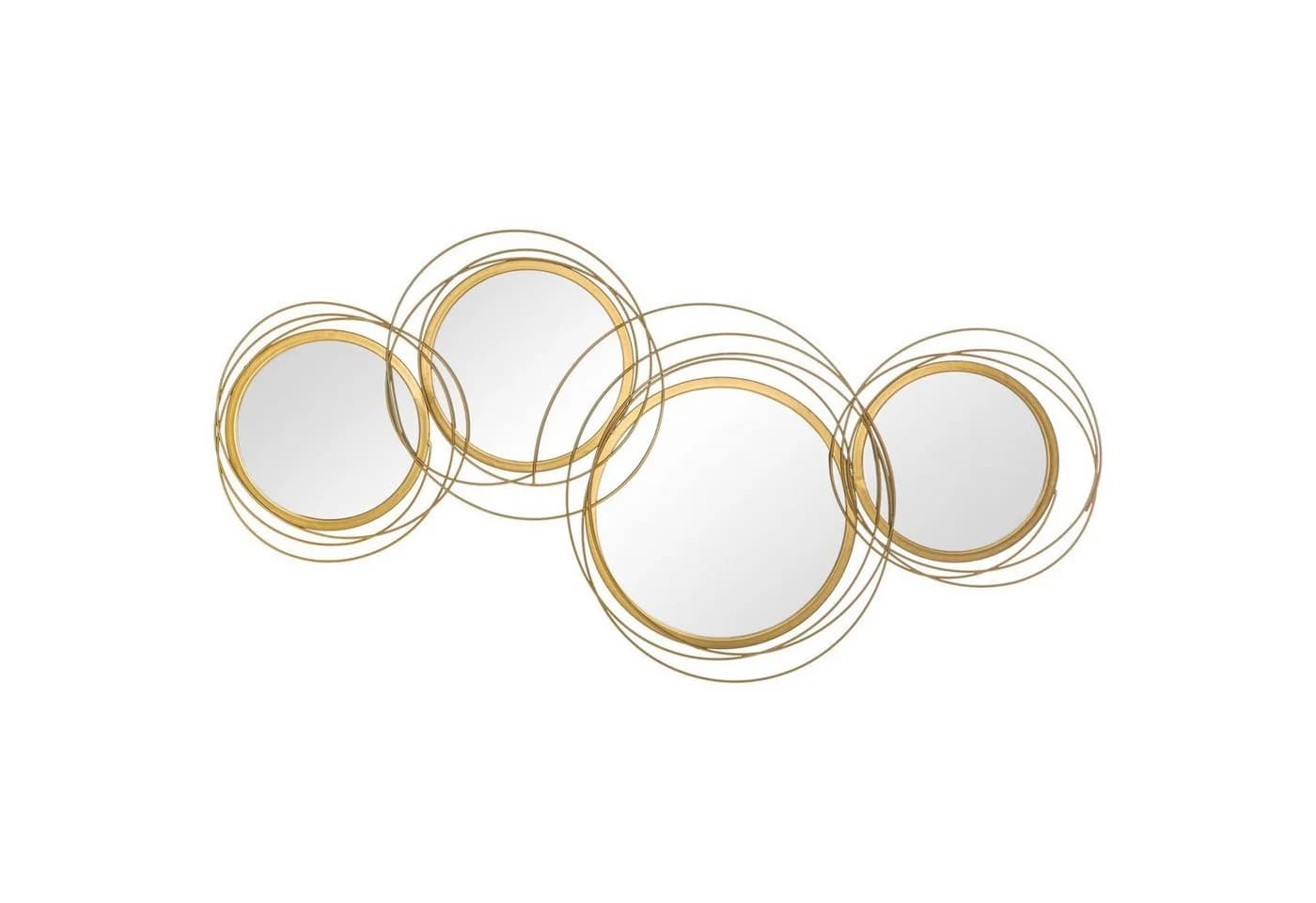 HOMCOM Wandbild mit 4 runden Spiegeln, modern, Gold