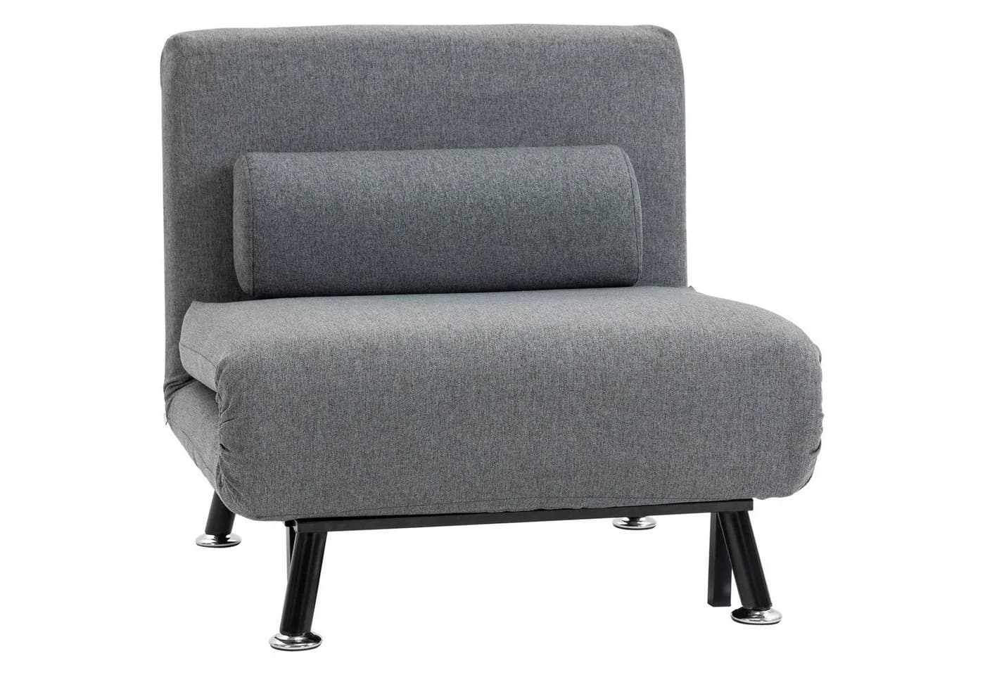 HOMCOM Sessel Schlafsofa Dunkelgrau mit Schlaffunktion