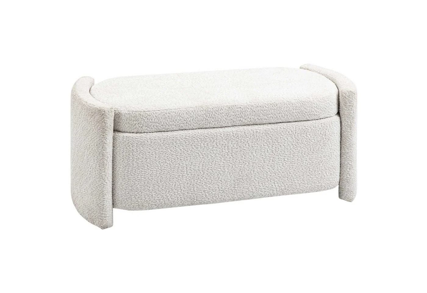 HOMCOM Sitzbank Polsterbank Creme mit Stauraum Teddy-Samt