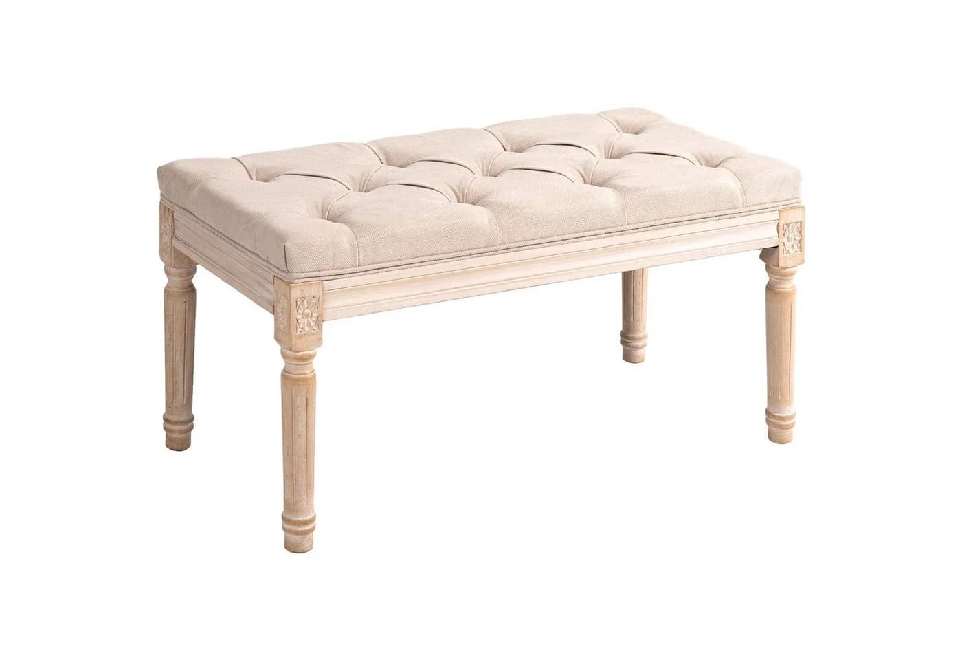 HOMCOM Polsterbank Flurbank mit Knöpfen Beige Vintage