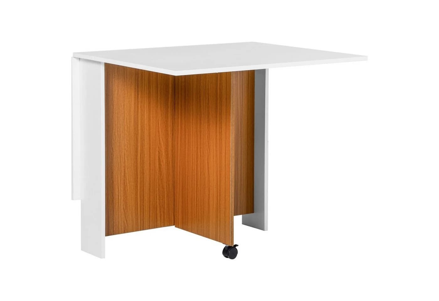 HOMCOM Klapptisch Esstisch Mobiler Schreibtisch Weiß Braun Holzoptik