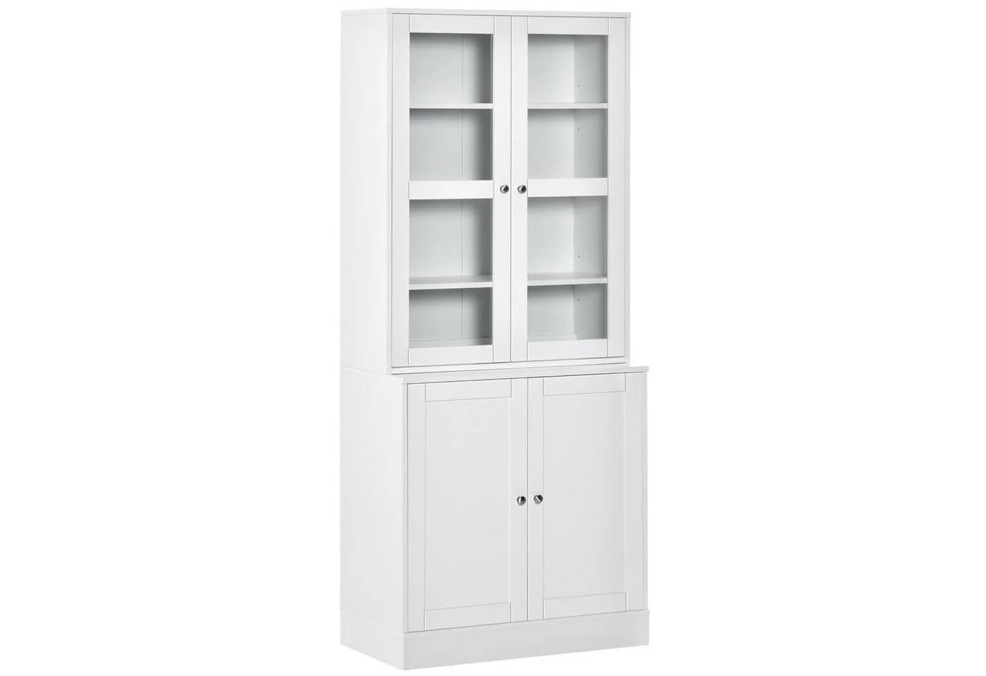 HOMCOM Bücherregal Hochschrank Weiß mit Glastür