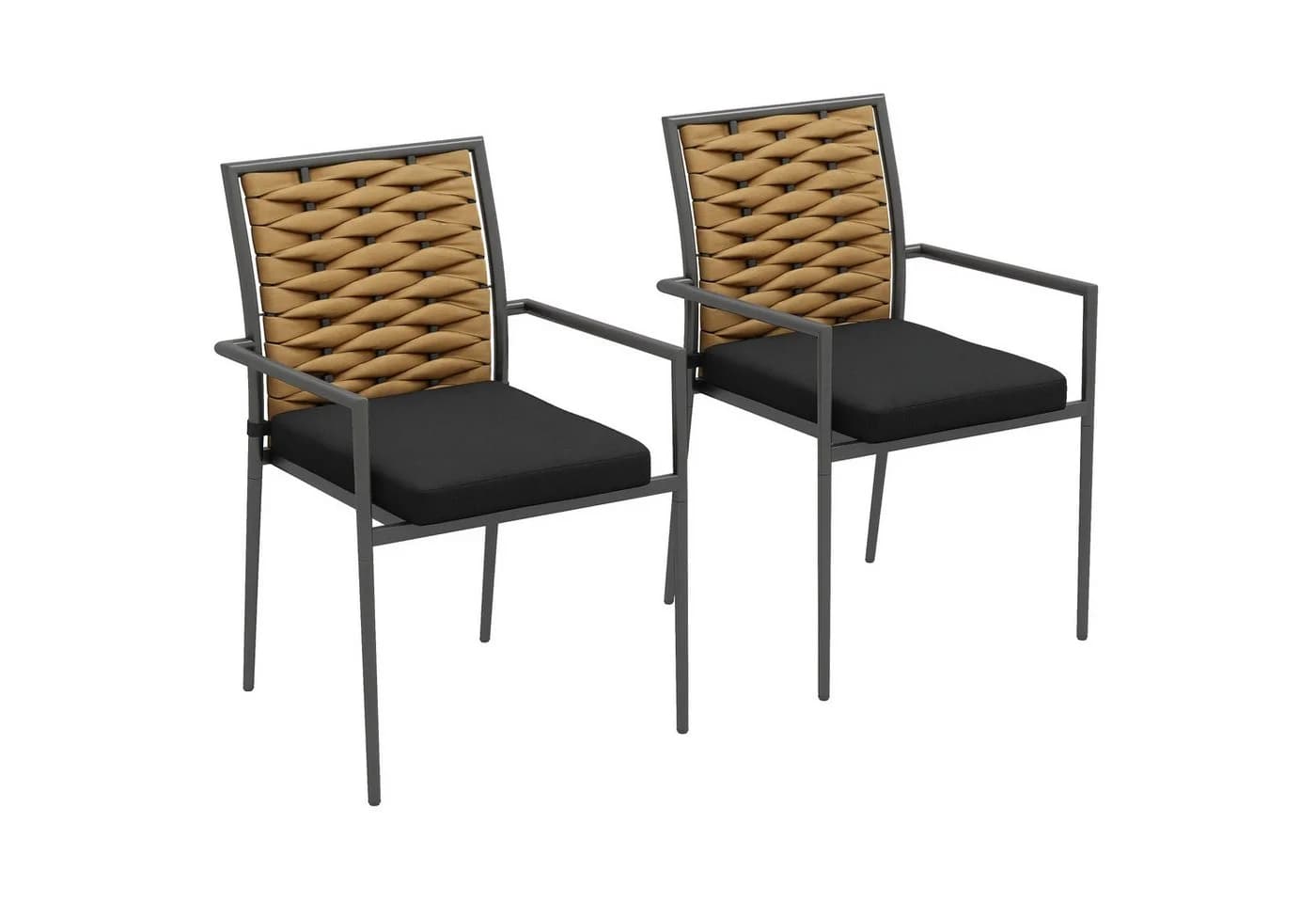 Outsunny 2er-Sitzgruppe Rattan Gartenstuhl mit Kissen stapelbar