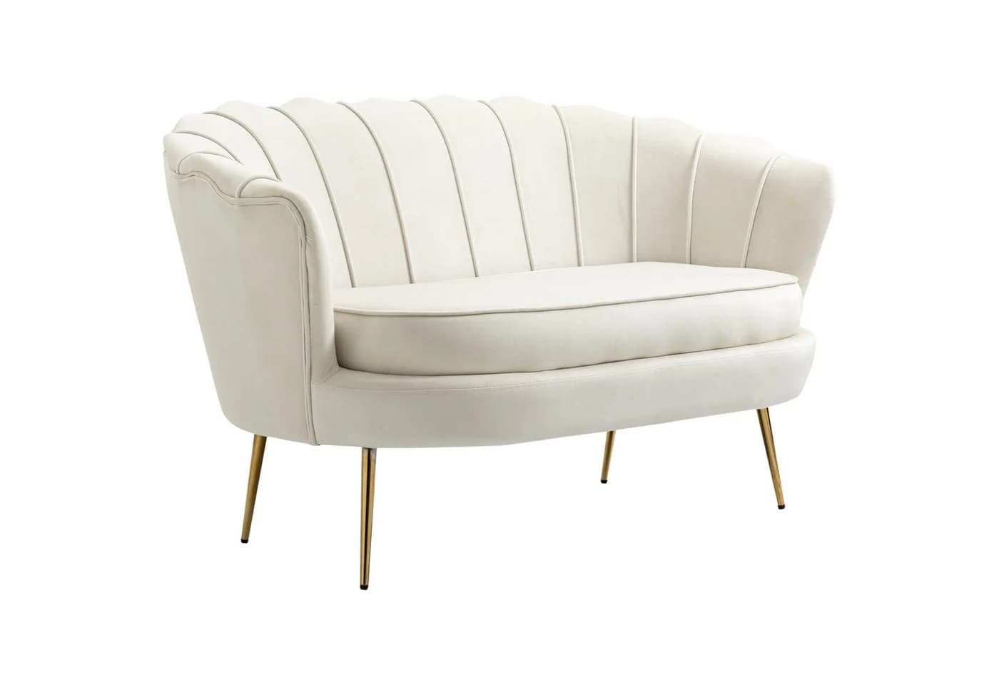 HOMCOM 2-Sitzer Sofa Creme Samt Vintage mit Armlehnen