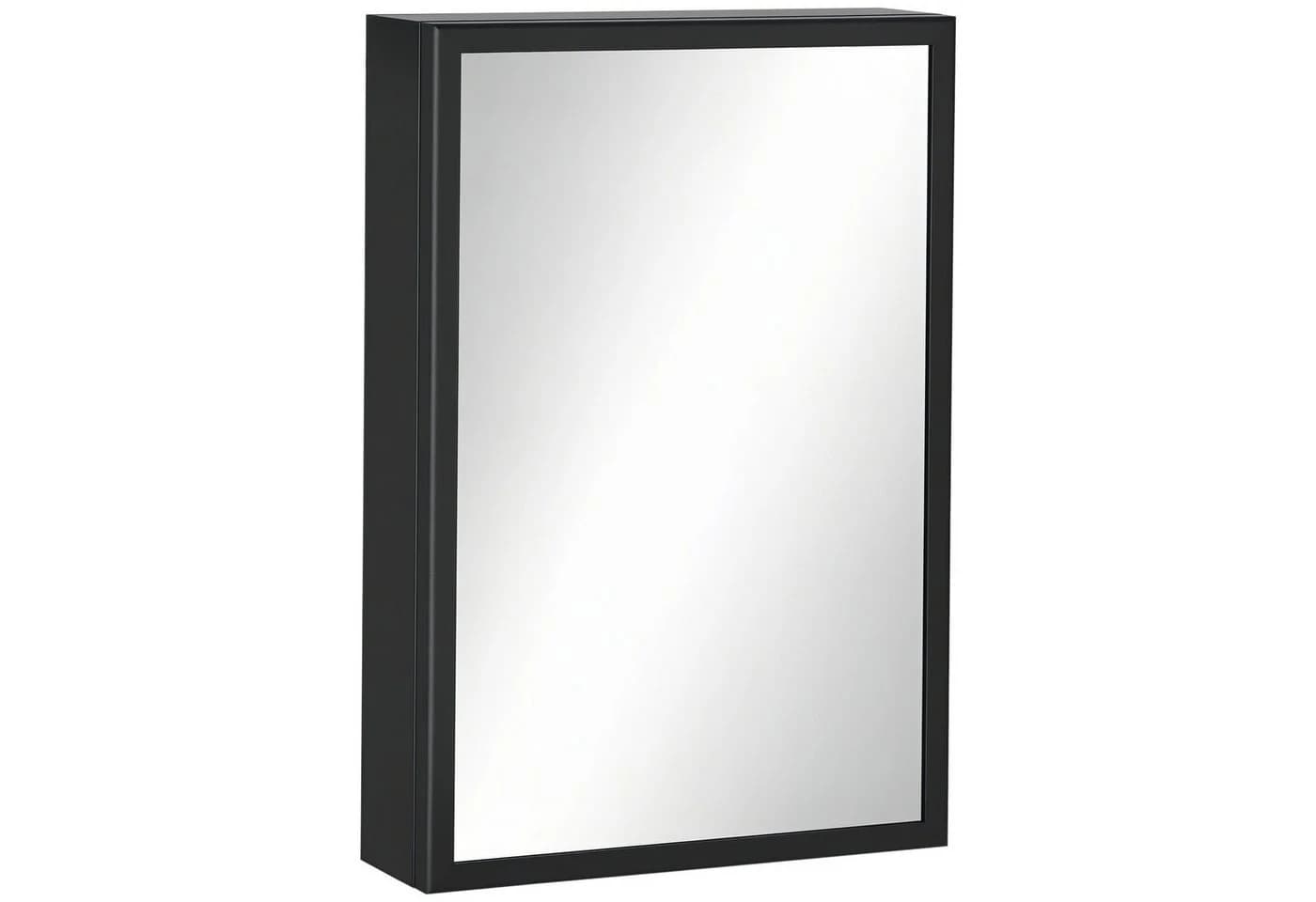 Kleankin Spiegelschrank Wand-Medizinschwarz mit Spiegel und Ablageflächen