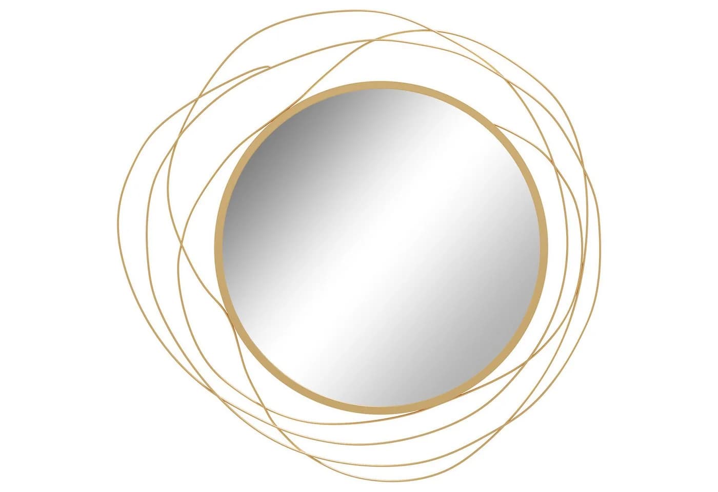 HOMCOM Runder Spiegel 65cm Gold Metallrahmen Wanddekoration