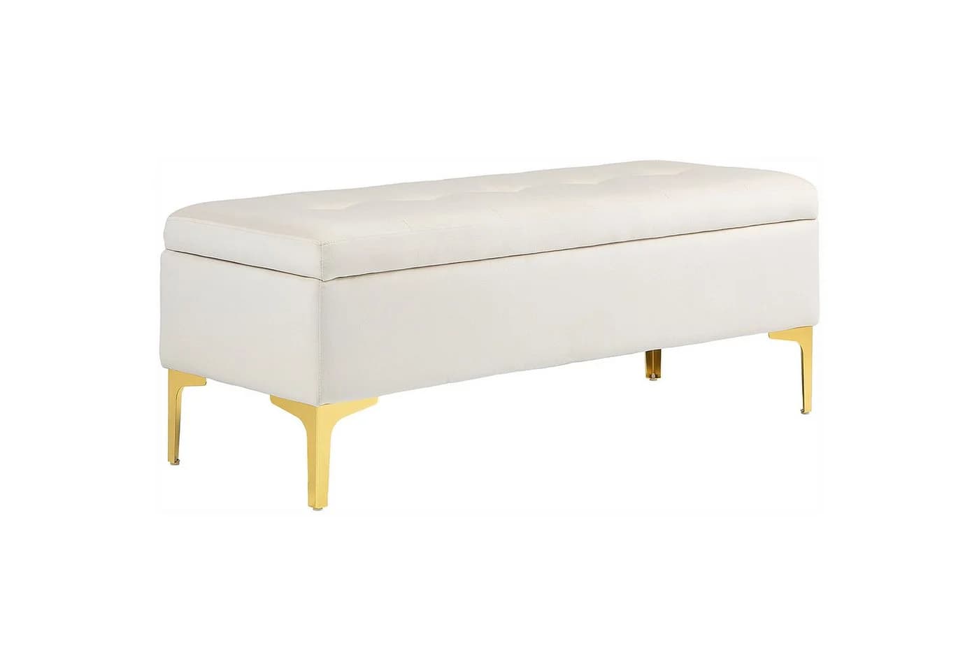 HOMCOM Sitzbank Beige mit Gold-Ton Beinen und Stauraum