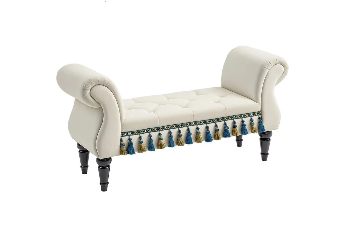HOMCOM Polsterbank Beige Vintage Design mit Holzbeinen