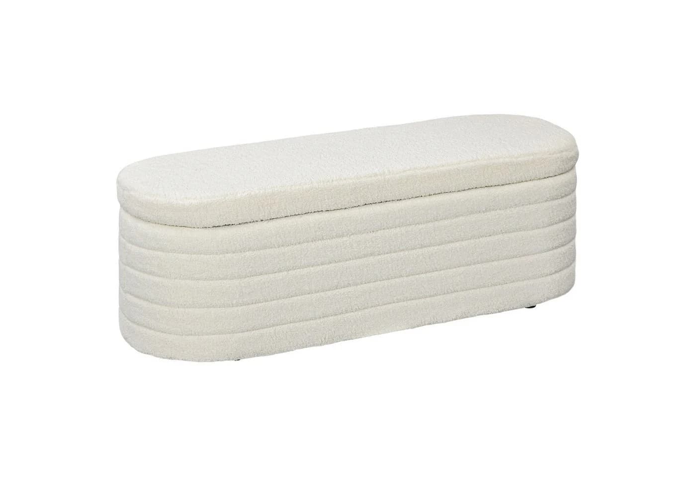 HOMCOM Polsterbank mit Stauraum Cremeweiß Teddy-Fleece