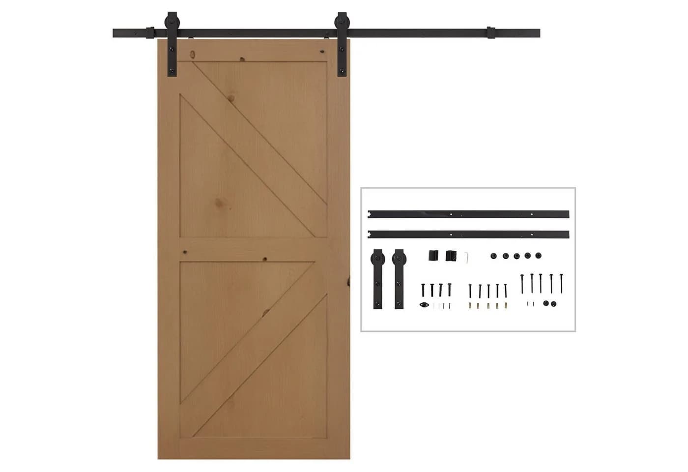 HOMCOM Schiebetürbeschlag 200 cm Kohlenstoffstahl Schwarz
