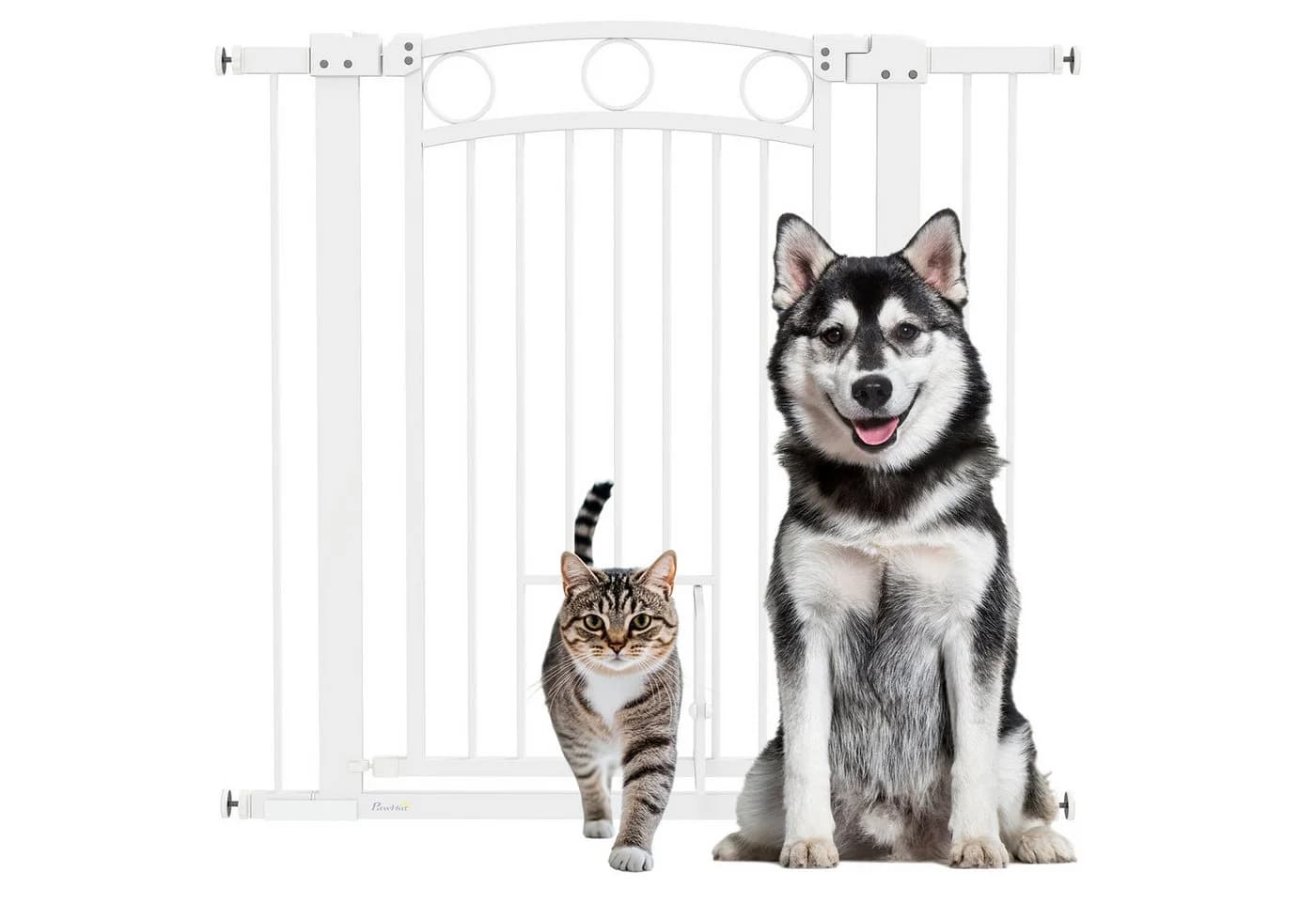 PawHut Hundegitter Treppenschutzgitter Weiß Stahl