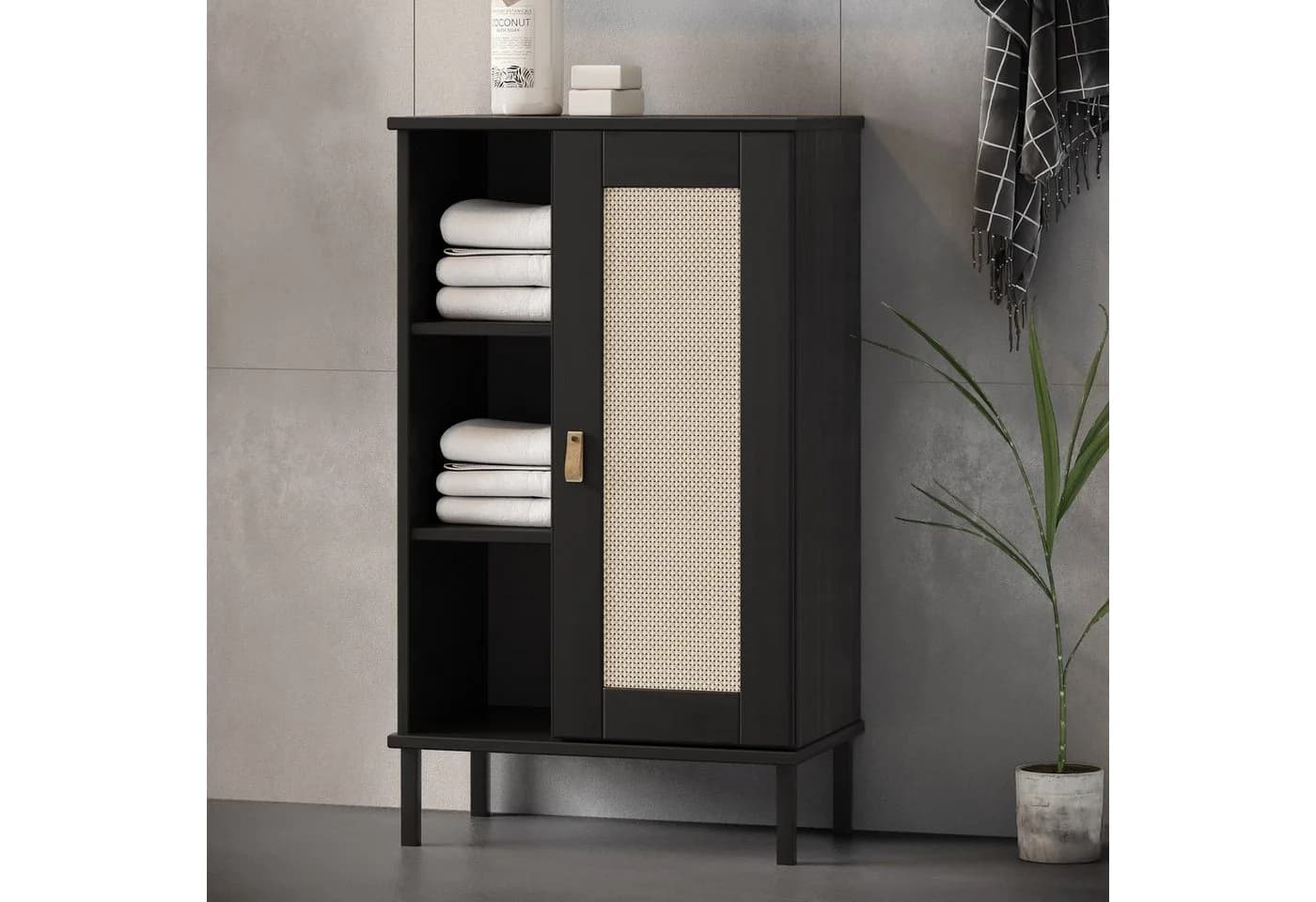 Woodroom Regal Valencia Moderner Holzschrank Schwarz Kiefer
