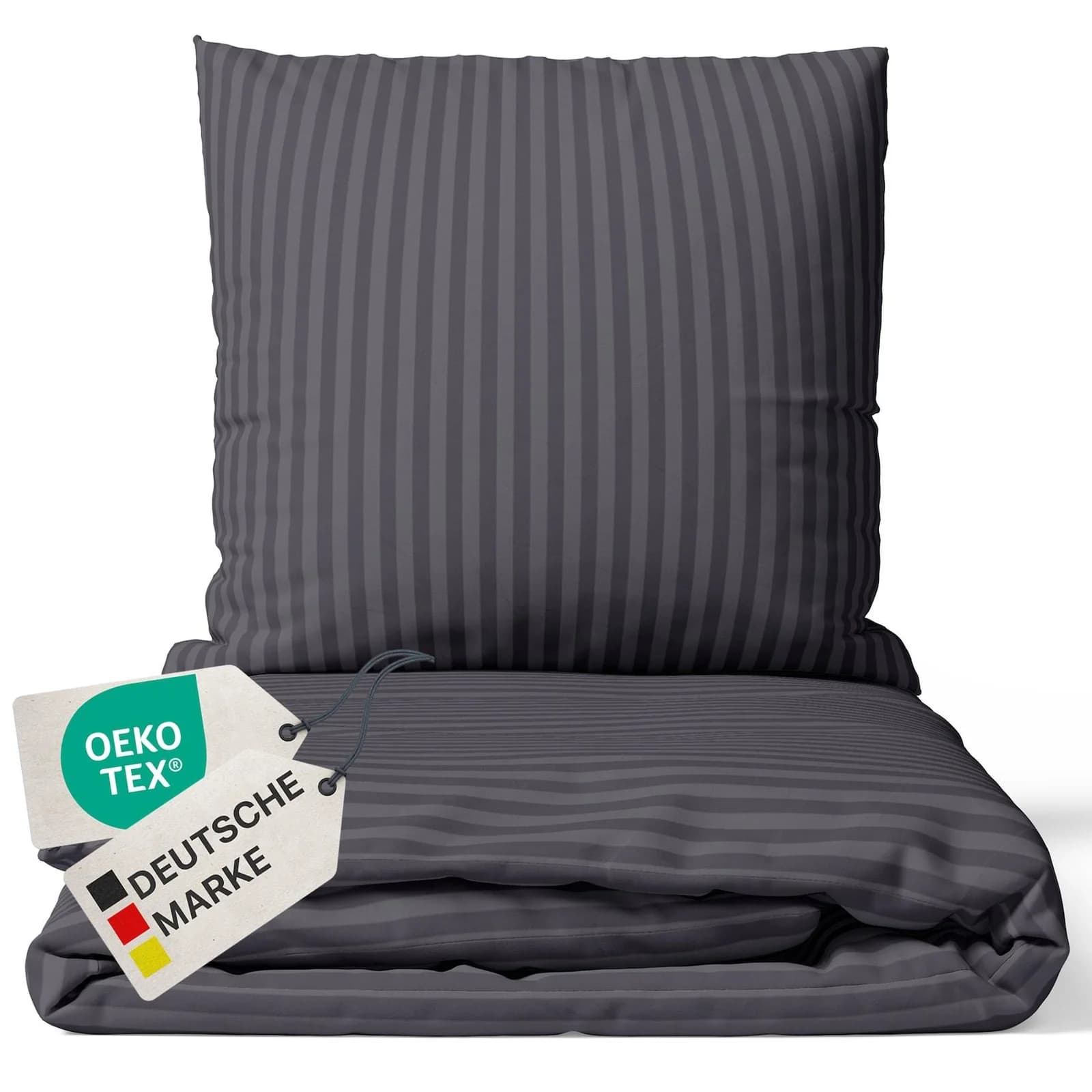 NYVI Bettwäsche Set DreamScience Mikrofaser Damast Anthrazit