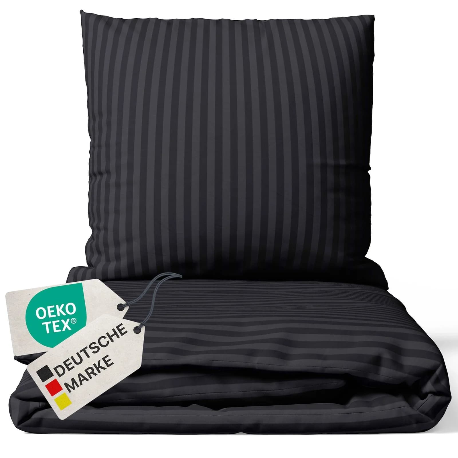NYVI DreamScience Mikrofaser Damast Bettwäsche Schwarz Atmungsaktiv