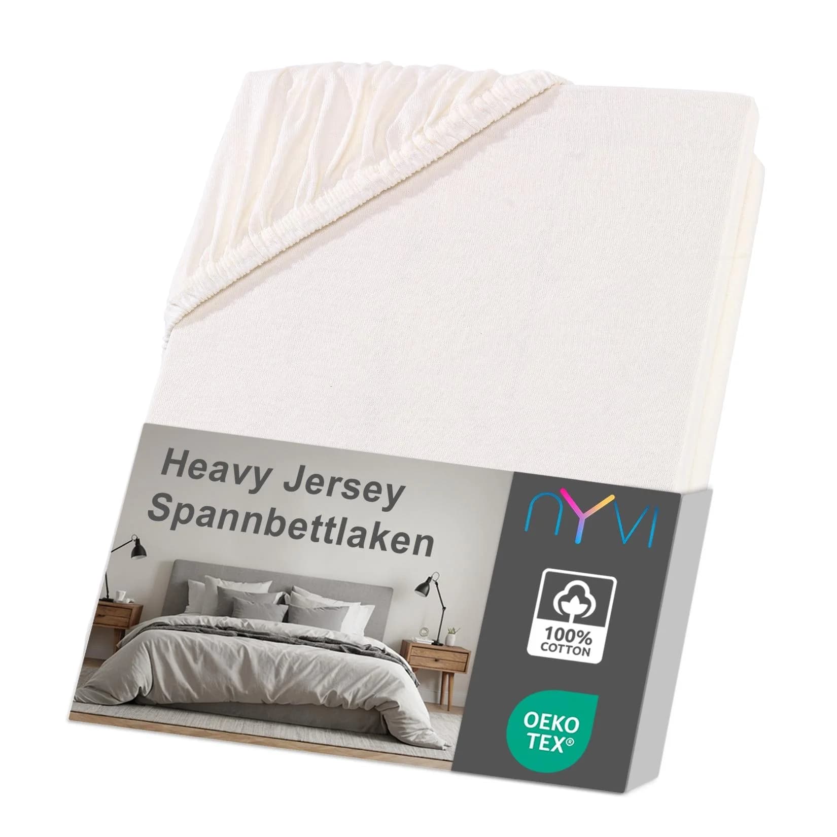 NYVI Spannbettlaken DreamScience Heavy Jersey Natur Formstabil