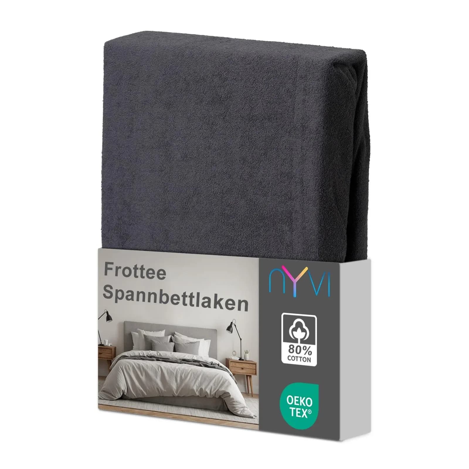 NYVI Spannbettlaken DreamScience Frottee Anthrazit
