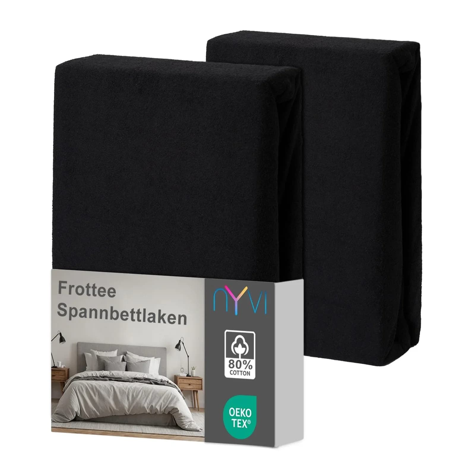 NYVI Spannbettlaken DreamScience Frottee Schwarz