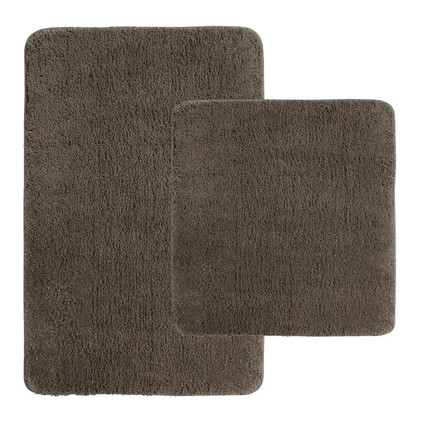 NYVI Badematten Set 2-tlg. Taupe Polyester Mikrofaser Rutschfest