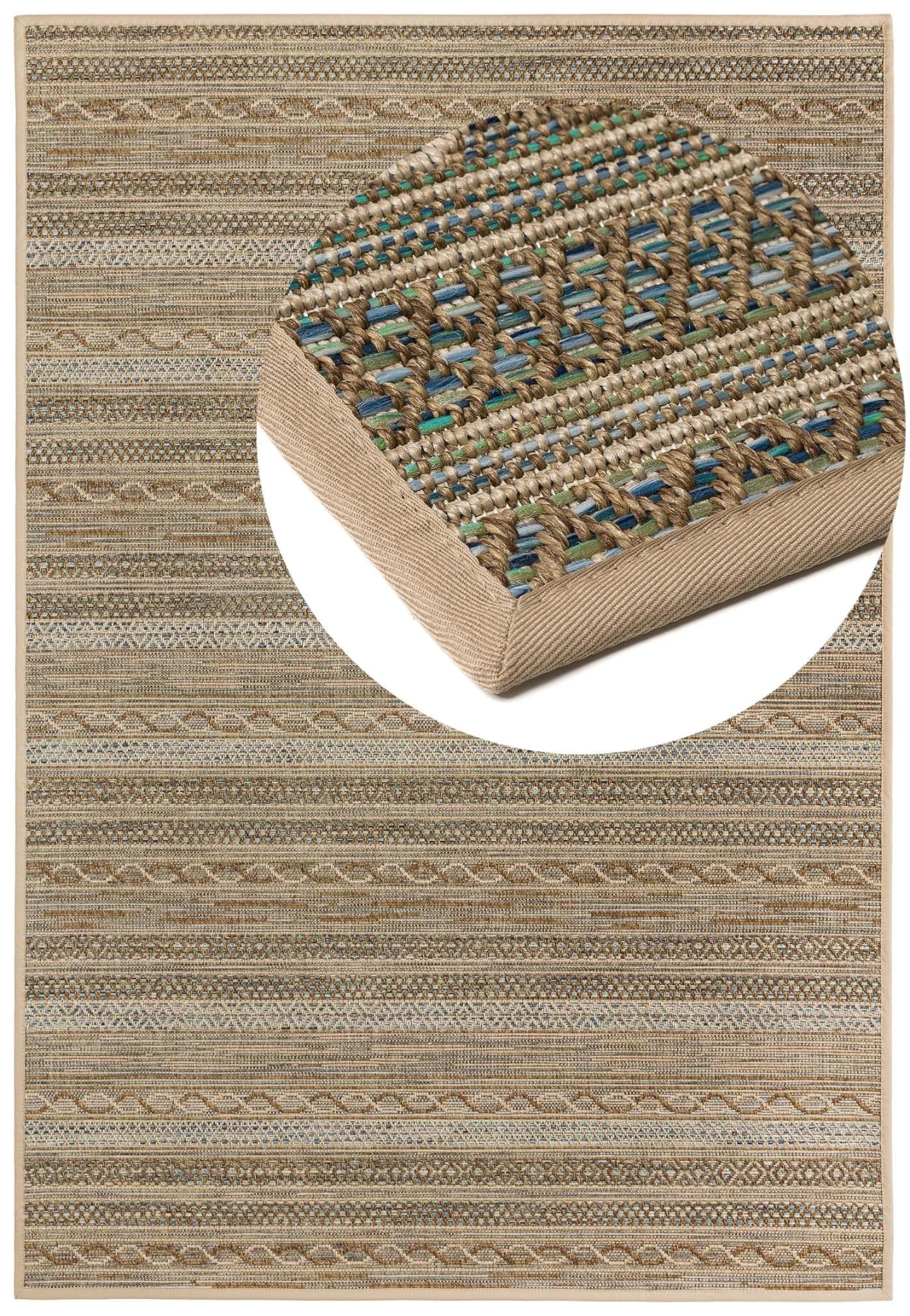 Teppich Kunstfaser, beige, meliert, gestreift, Rauten