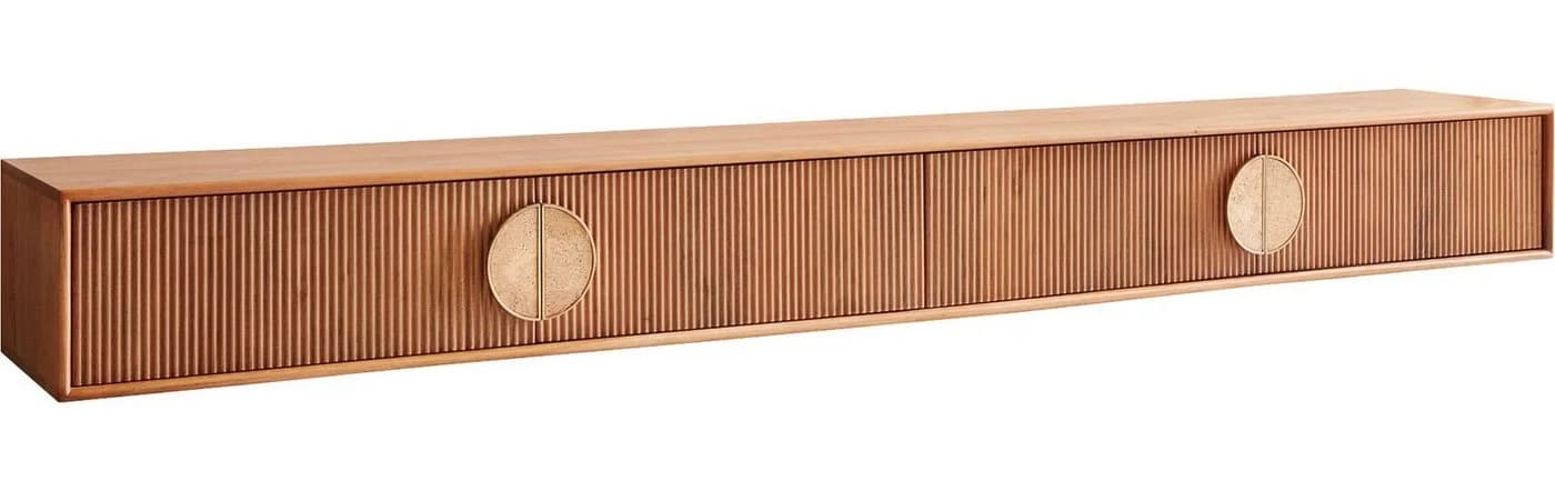 DELIFE Lowboard Surimu Akazie Hellbraun 4 Türen Kork-Griff Japandi