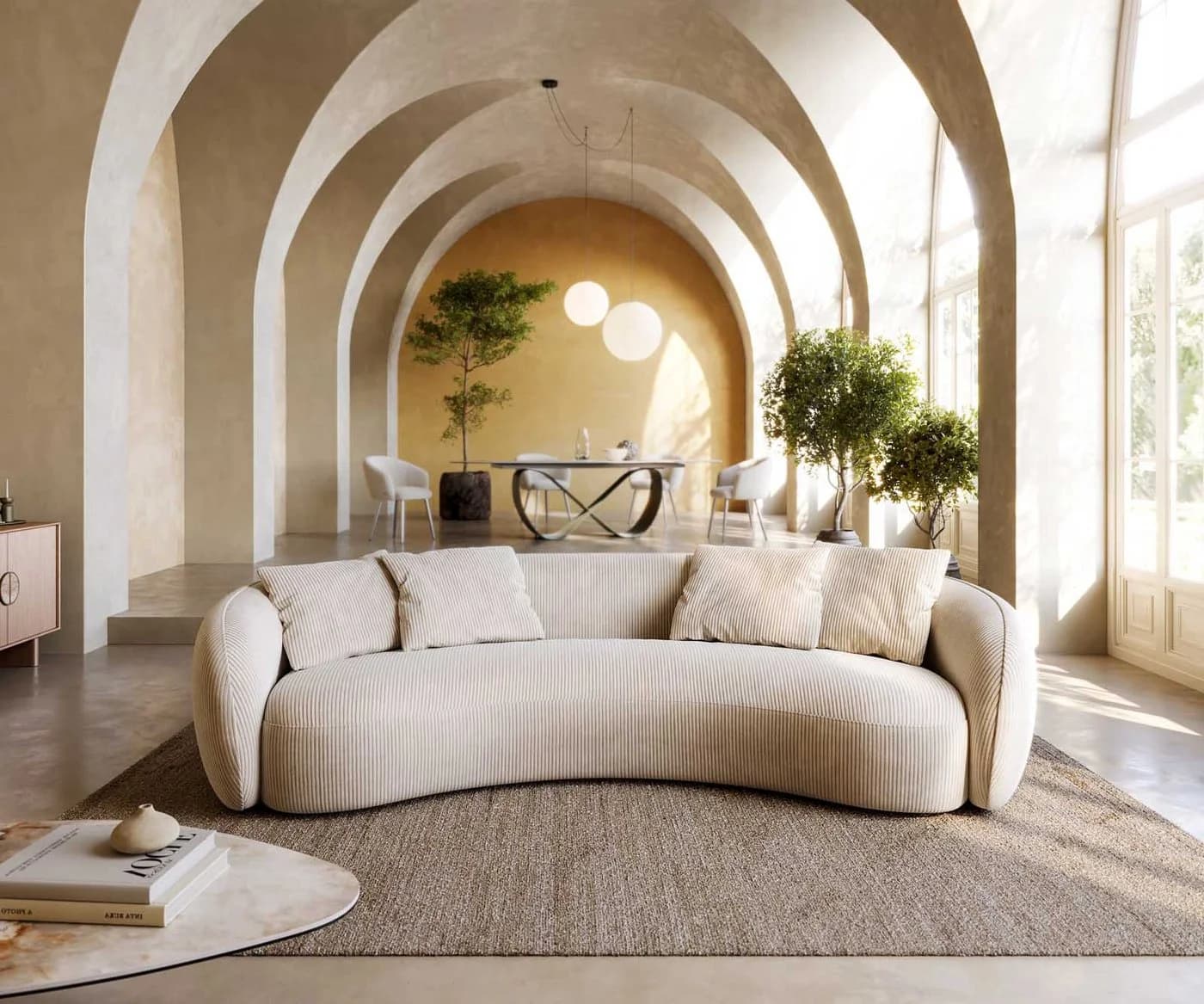 DELIFE 3-Sitzer Larna Sofa Beige Cord