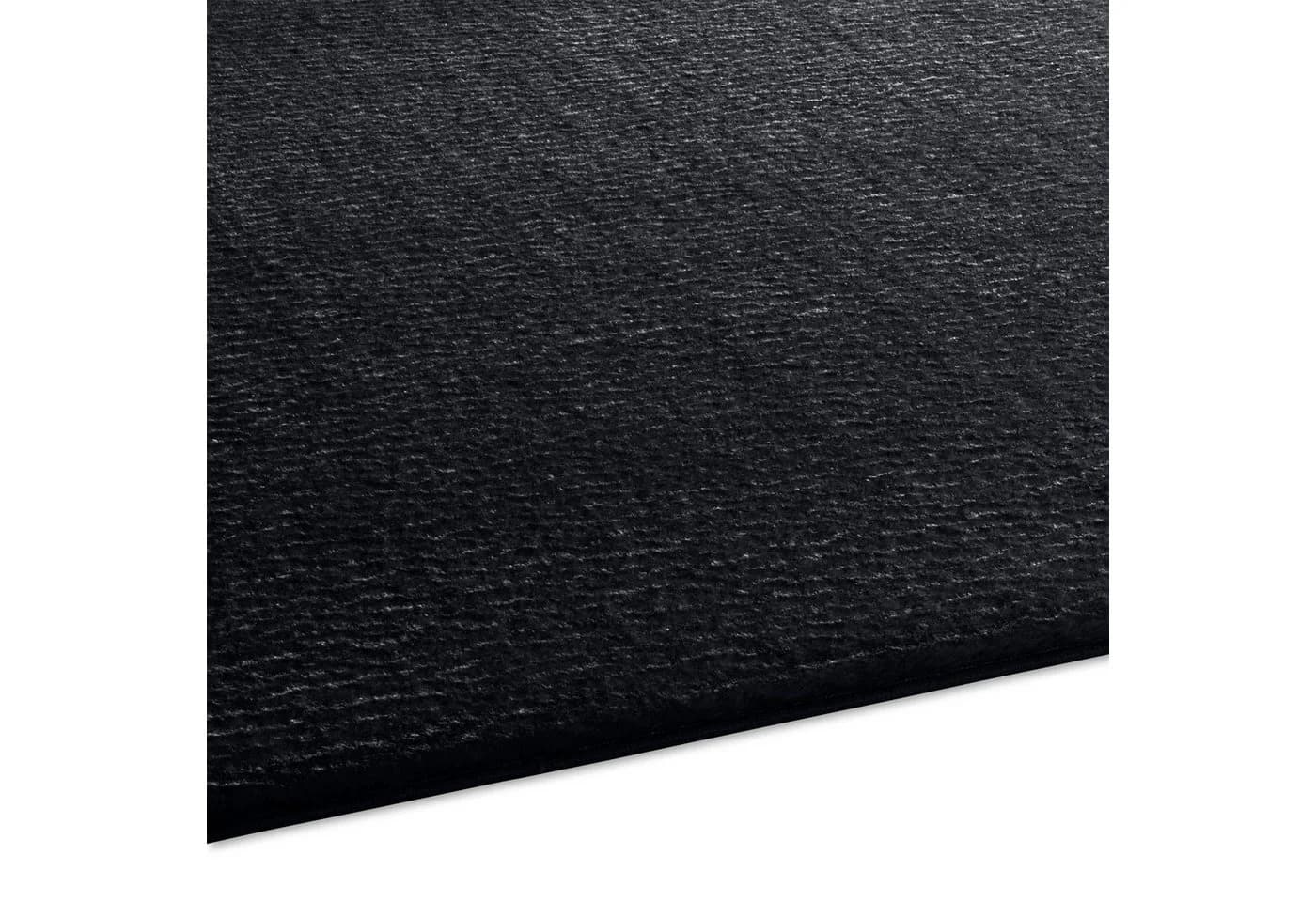 TaCa Home Waschbarer Kurzflor-Teppich Schwarz Anti-Rutsch