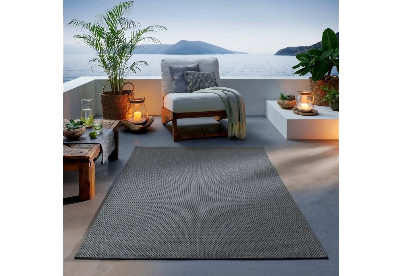 TaCa Home Teppich Outdoor Indoor Anthrazit Modern