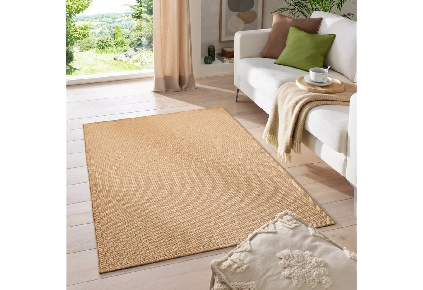 TaCa Home Teppich Beige Sisaloptik mit Bordüre