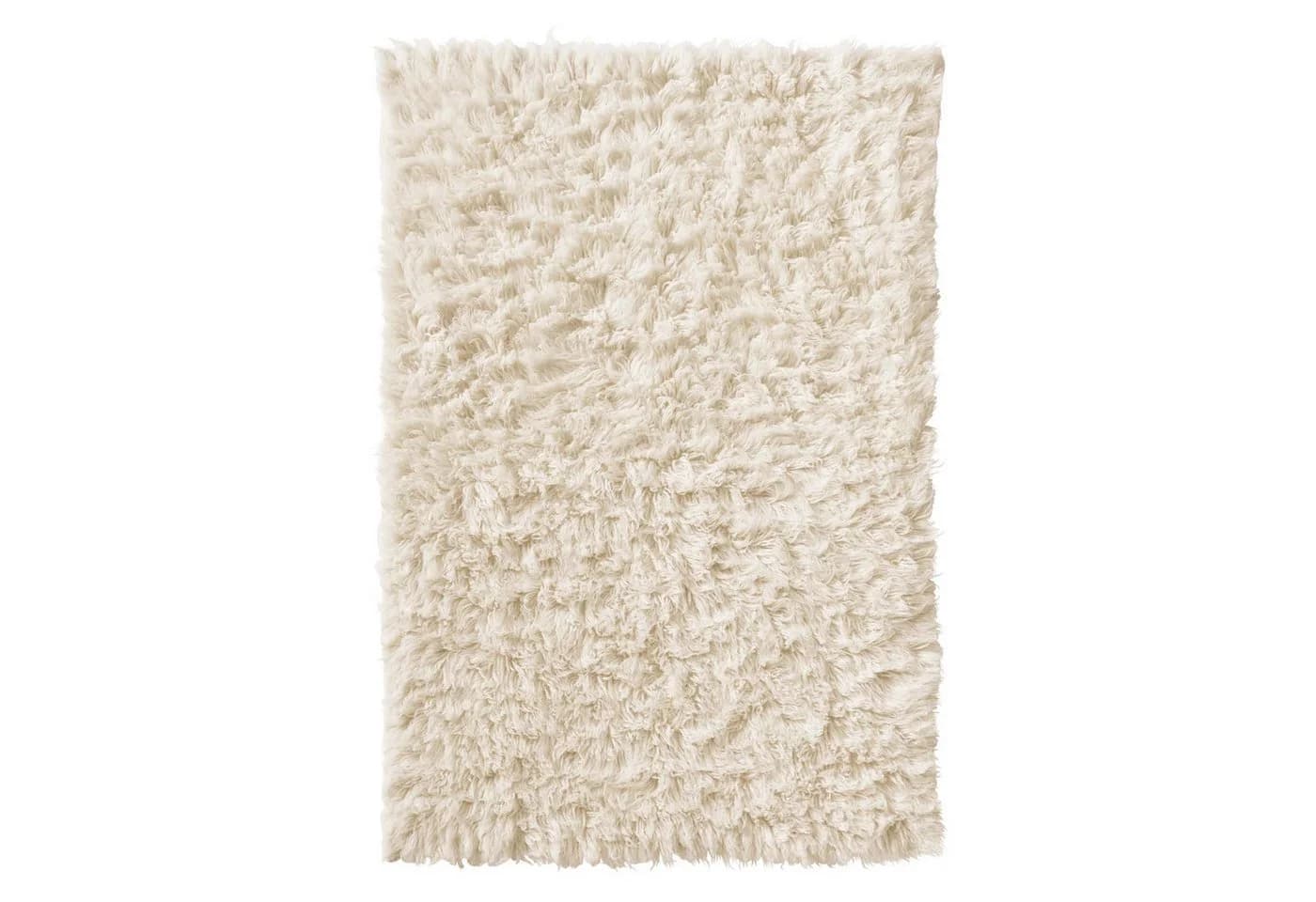 TaCa Home Flokati-Teppich Schurwolle Handgewebt Creme