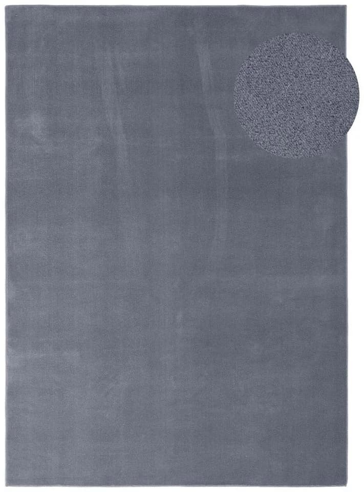 TaCa Home Kurzflor-Teppich Uni Rund Anthrazit 160x160 cm