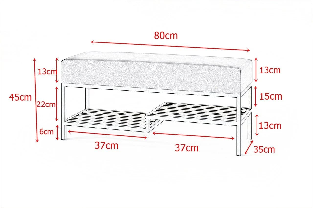 LOFT DESIGN Sitzbank Gepolstert mit Ablage Industrial Stil