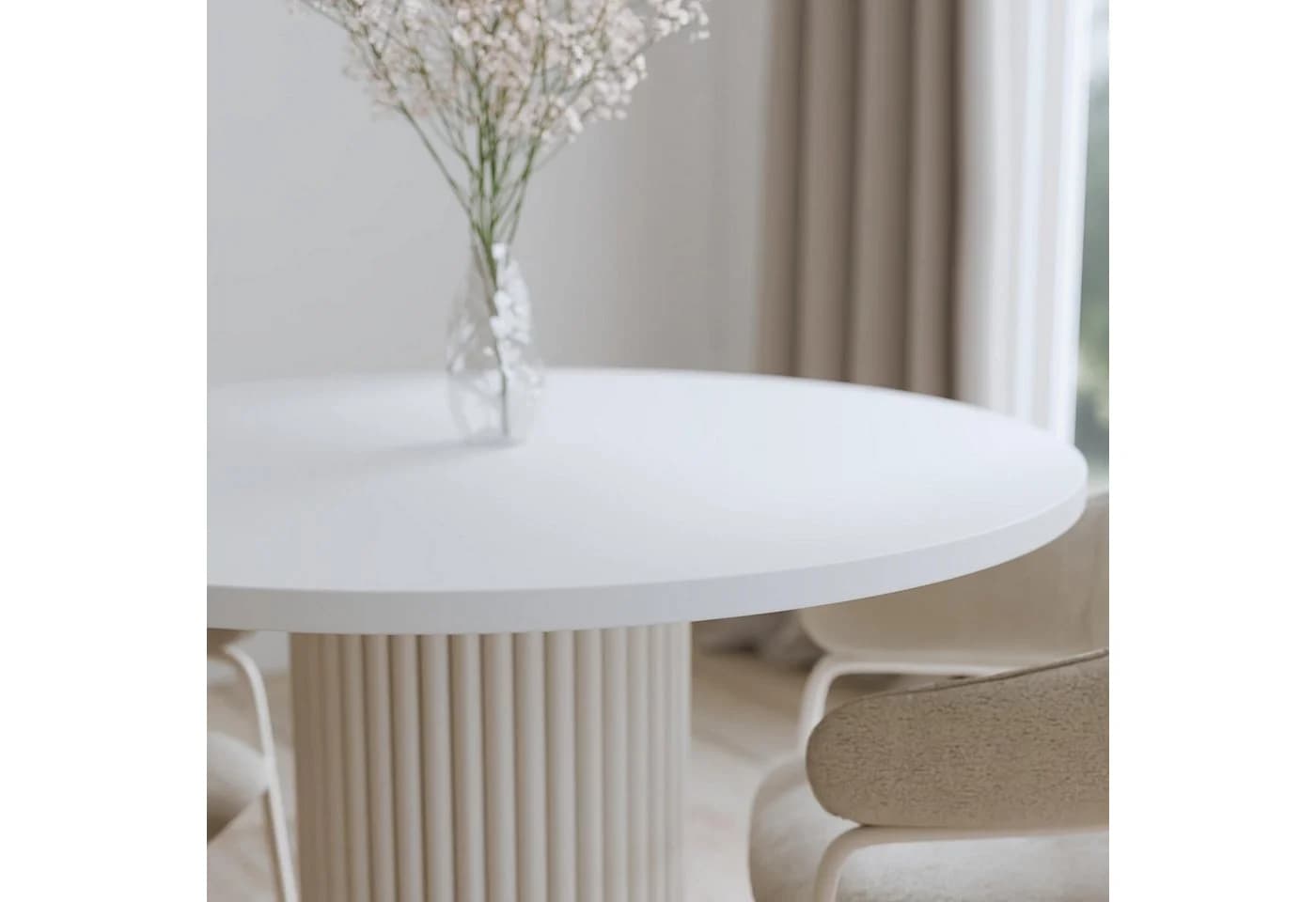 Design Möbel Esstisch LOOP Rundtisch 100 cm Weiß