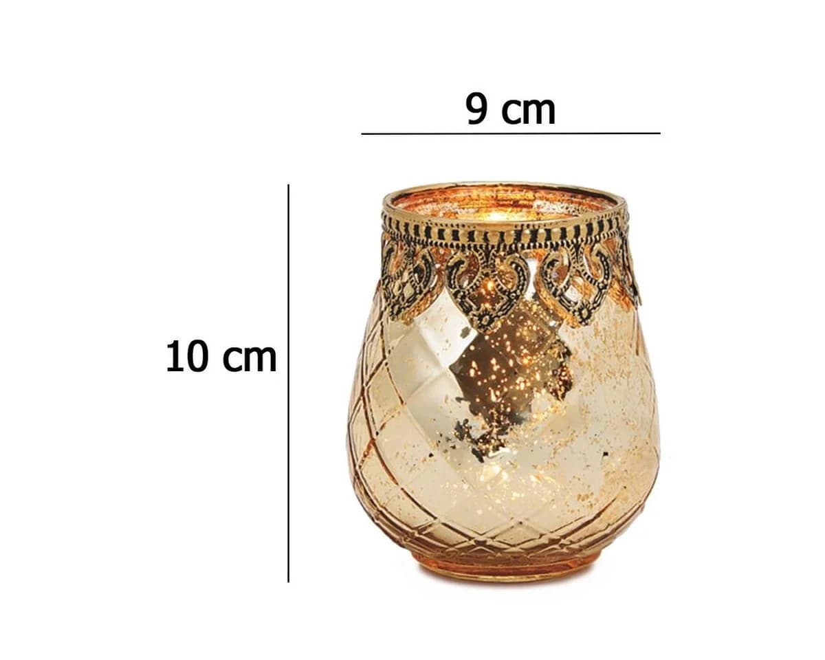 matches21 HOME & HOBBY Kerzenhalter Vintage Glas Laterne Gold