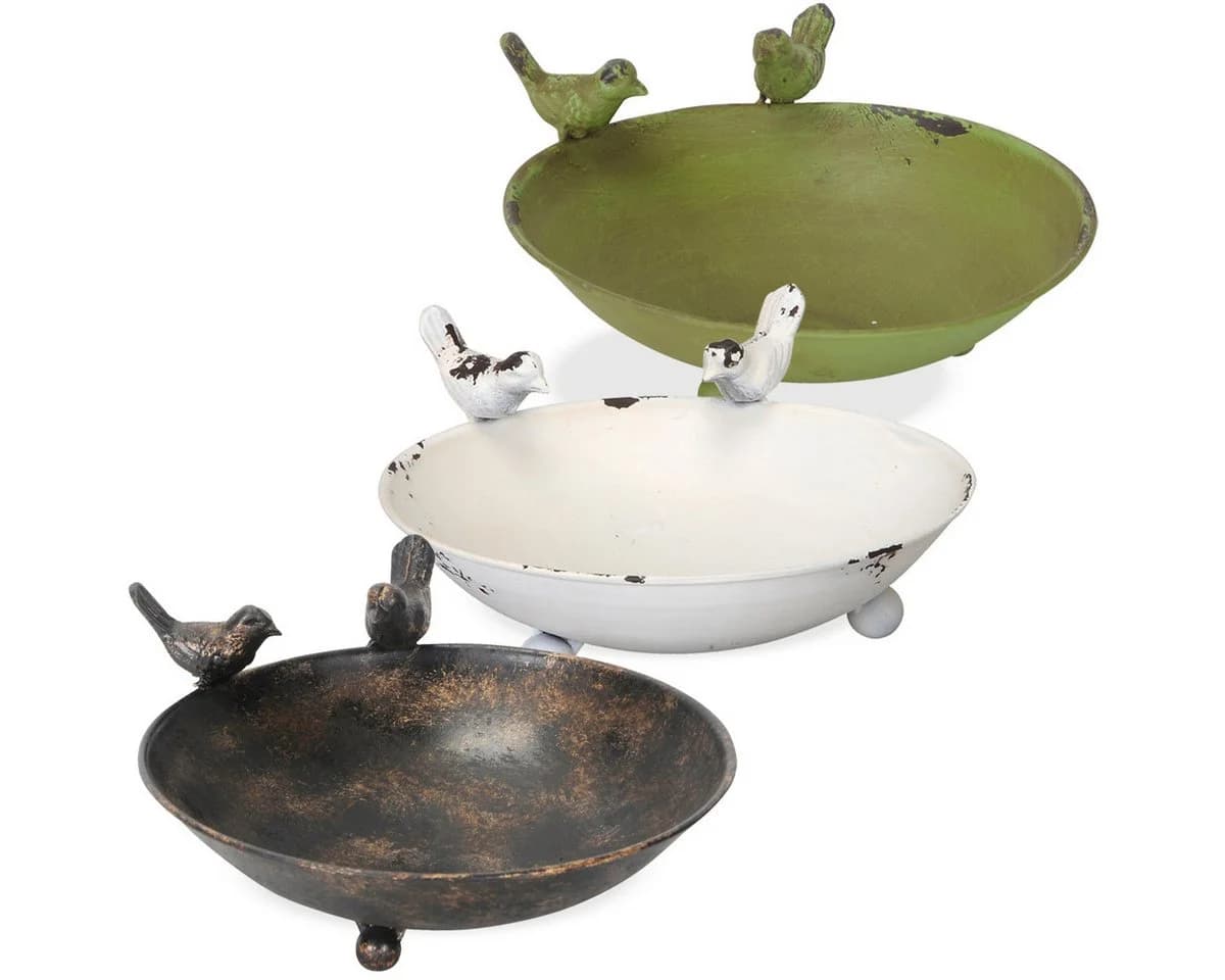 matches21 HOME & HOBBY Gartenfigur Vogeltränke Vögelchen Braun