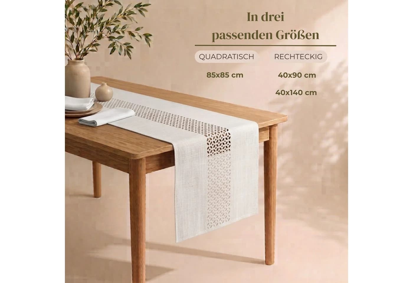 matches21 HOME & HOBBY Tischdecke Moderner Tischläufer weiß Leinen-Optik