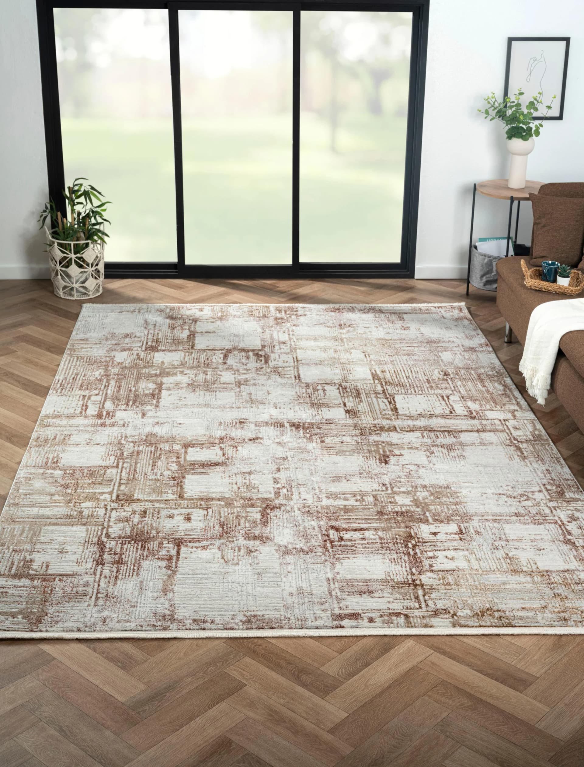 MyFlair Teppich Esme 2 Vintage Look Orange Beige Braun Kurzflor