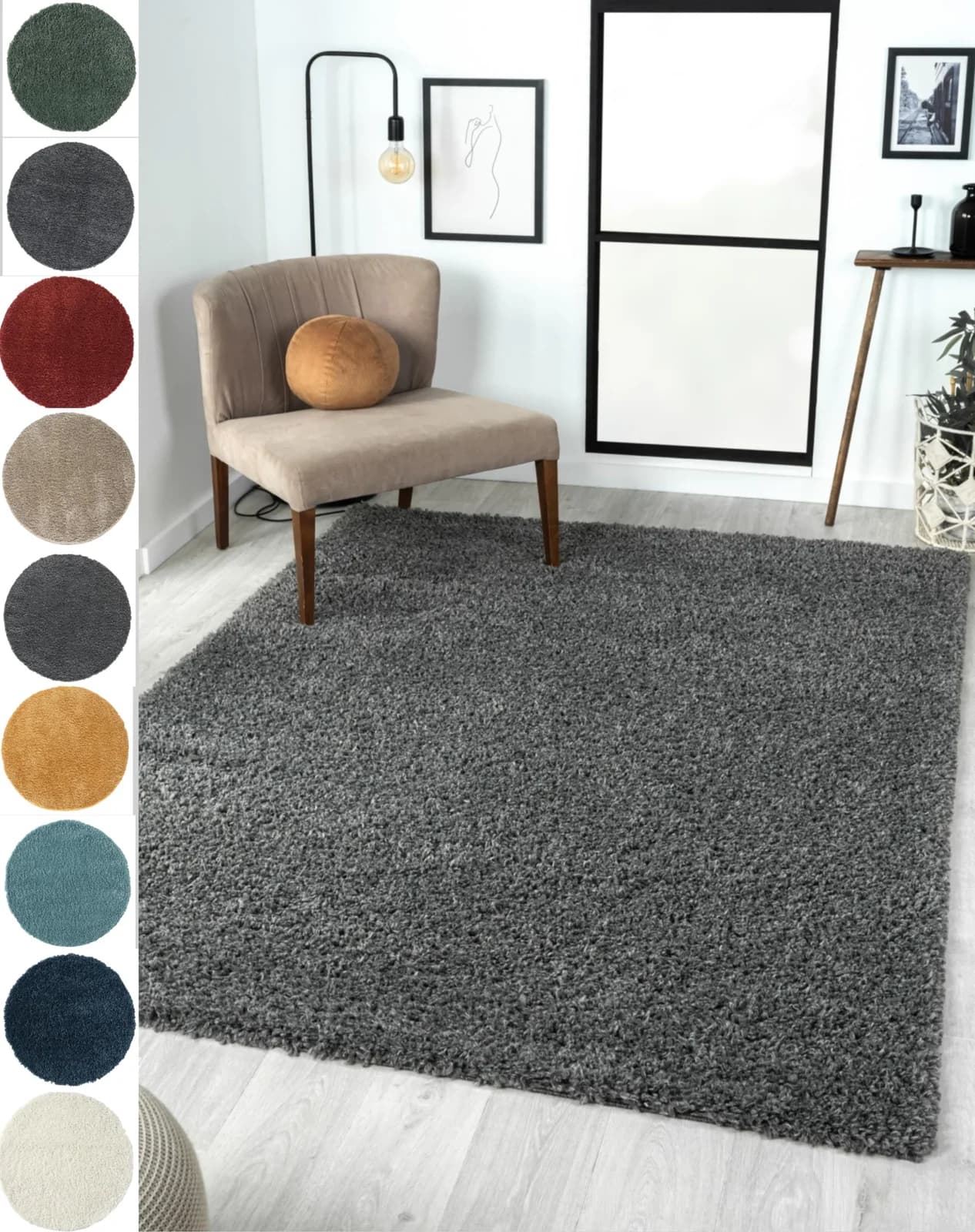 MyFlair Hochflor-Teppich My Shaggy Grau Shaggy Uni