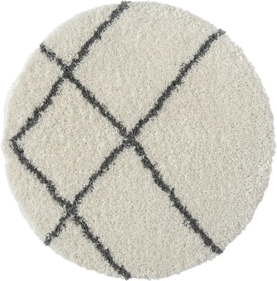 MyFlair Hochflor-Teppich My Shaggy Raute Beige Grau Rund