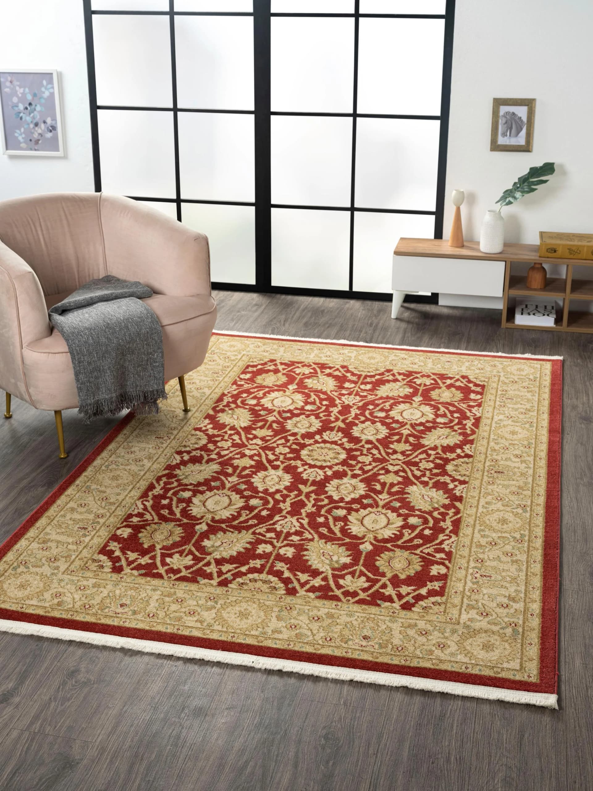 MyFlair Teppich Maryam 1 Orientmuster Rot Creme Kurzflor