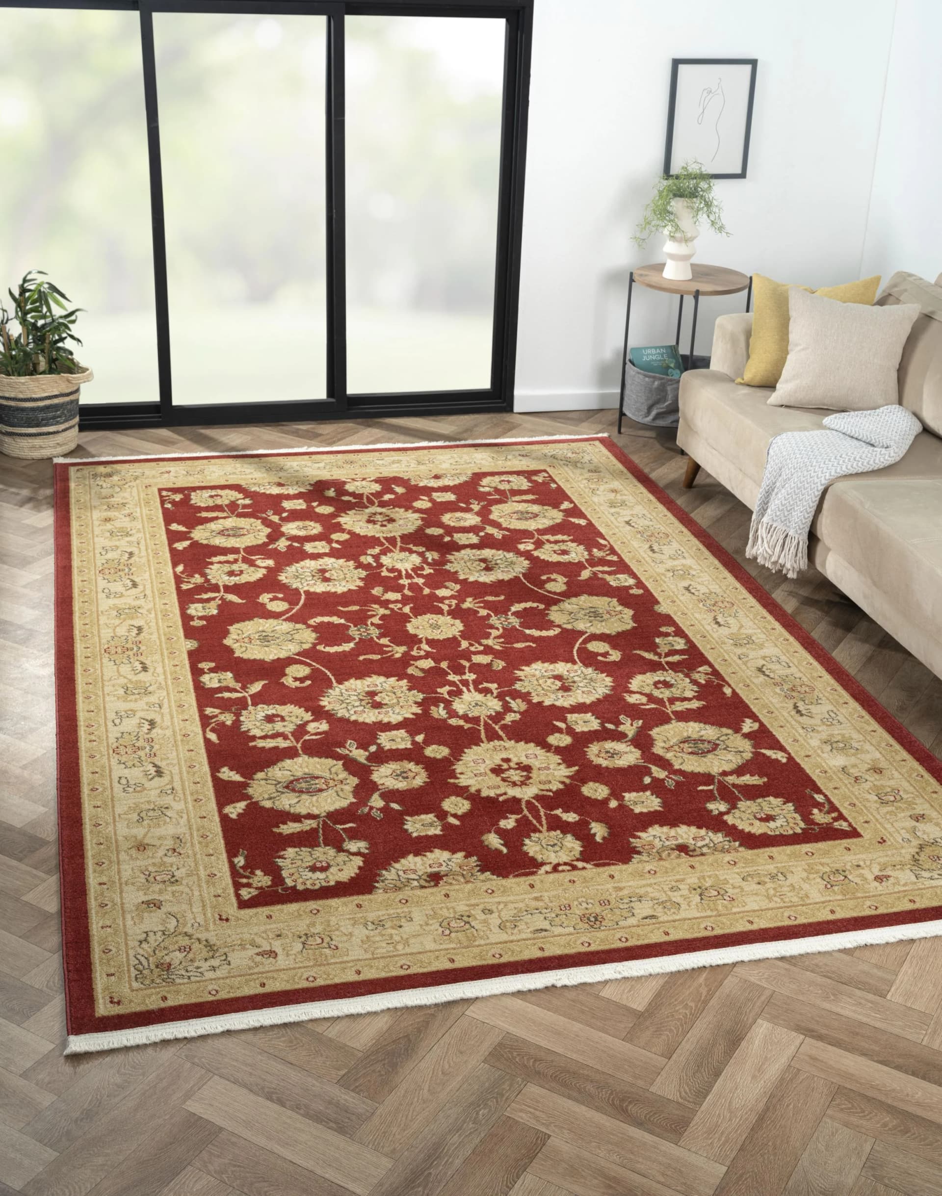 MyFlair Teppich Maryam 3 Rot Creme Orientmuster Kurzflor