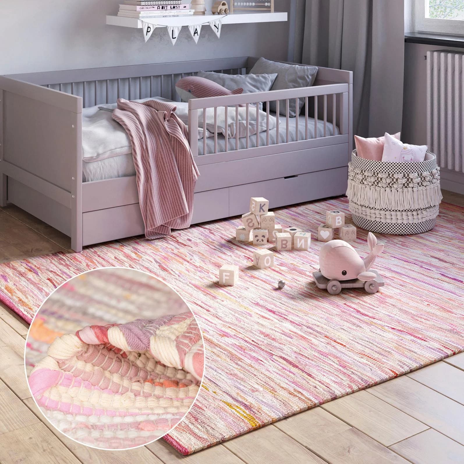 MyFlair Teppich Ameer Handgewebt Pink Gemustert