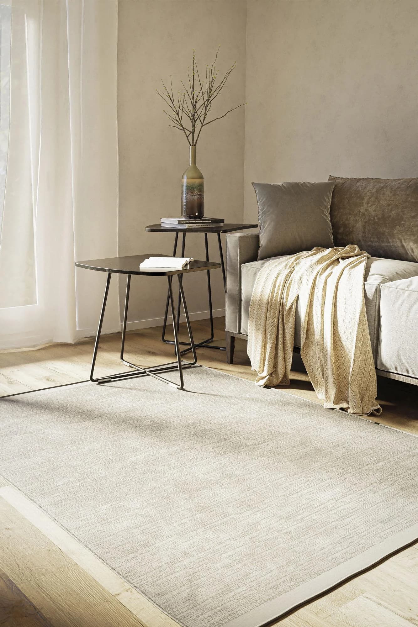 MyFlair Wollteppich Wooly Dream Beige Grau Handgewebt