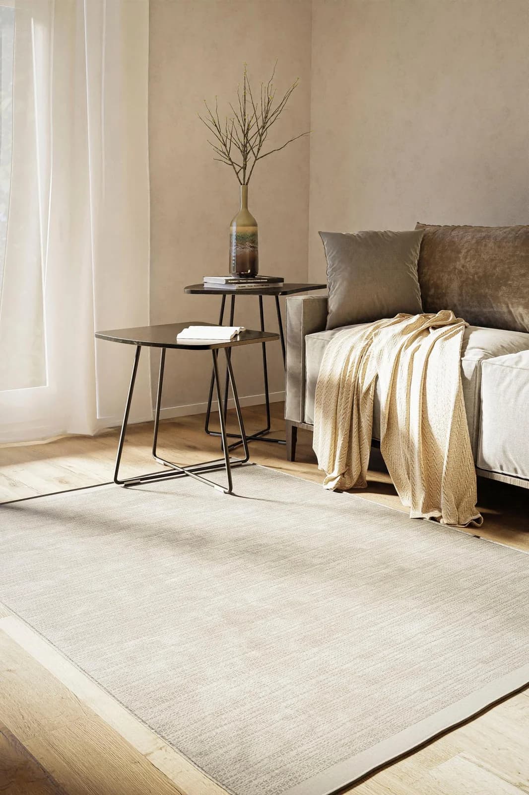 MyFlair Wollteppich WOOLY DREAM Handgewebt Beige Grau