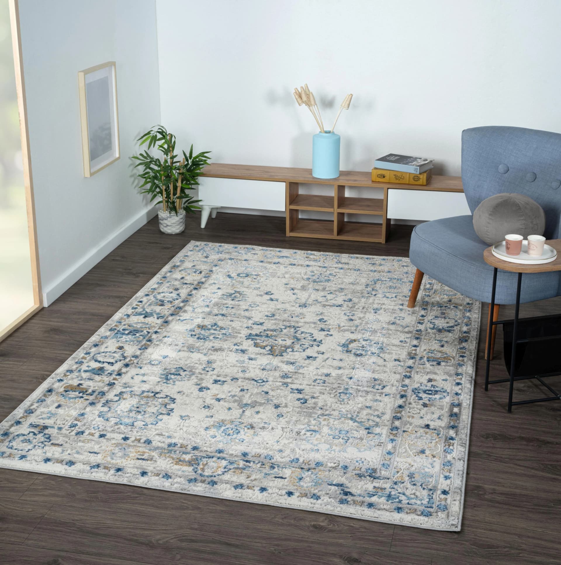 My Flair Teppich My Heriz 3 Orientalisch Beige Blau Grau Kurzflor